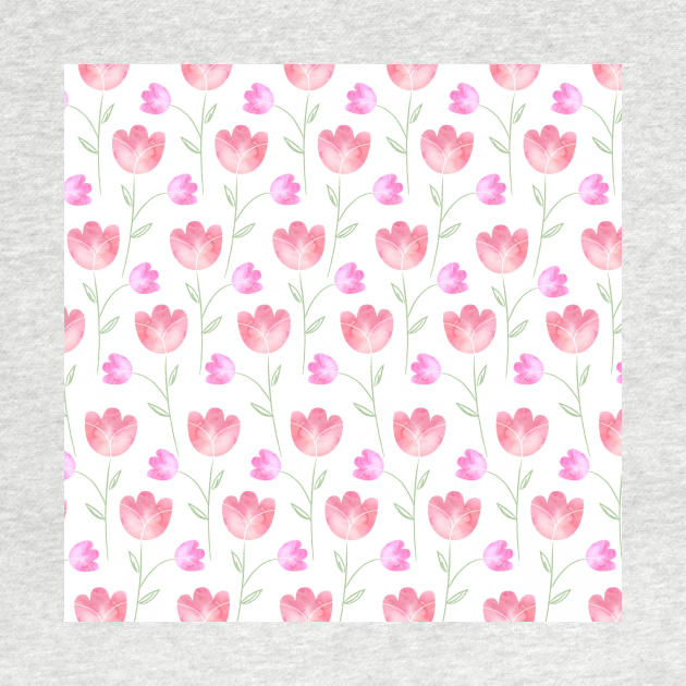 Red Floral Watercolor Pattern by FloralPatterns